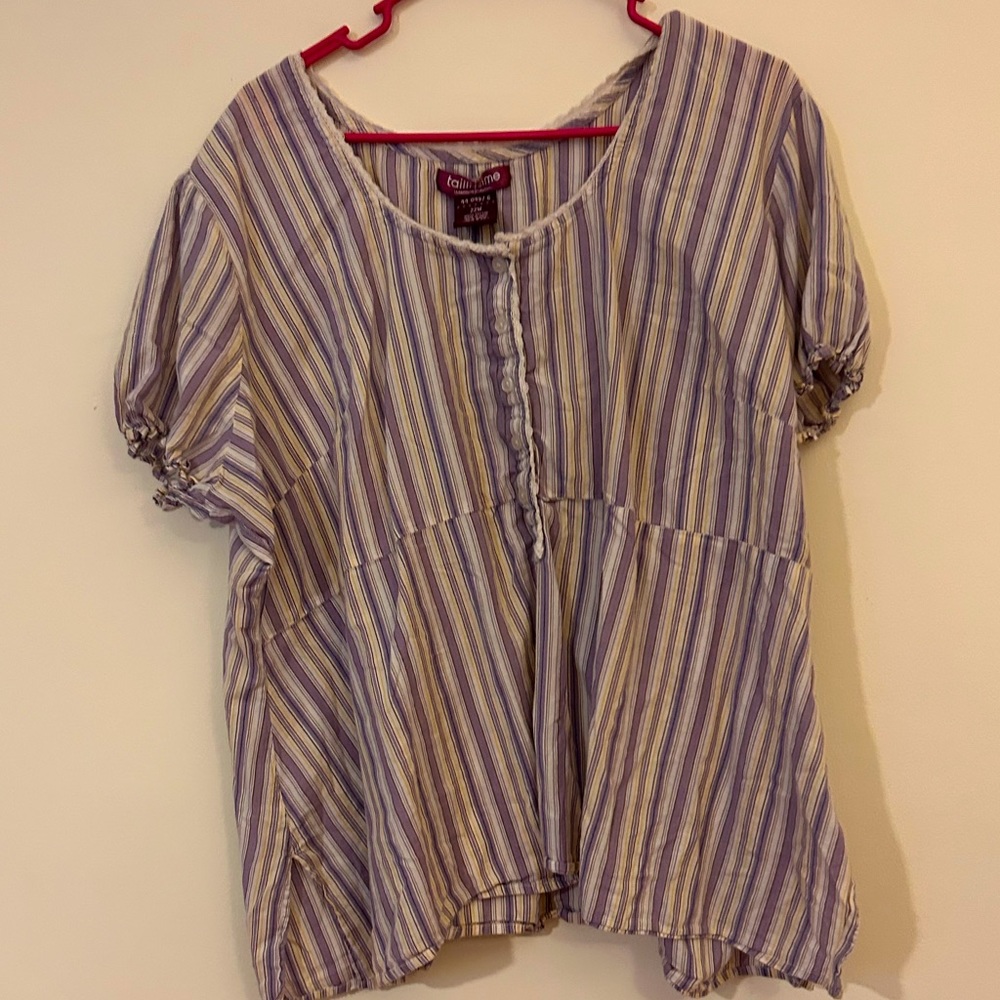 Taillissime Purple Striped Plus-Size Top